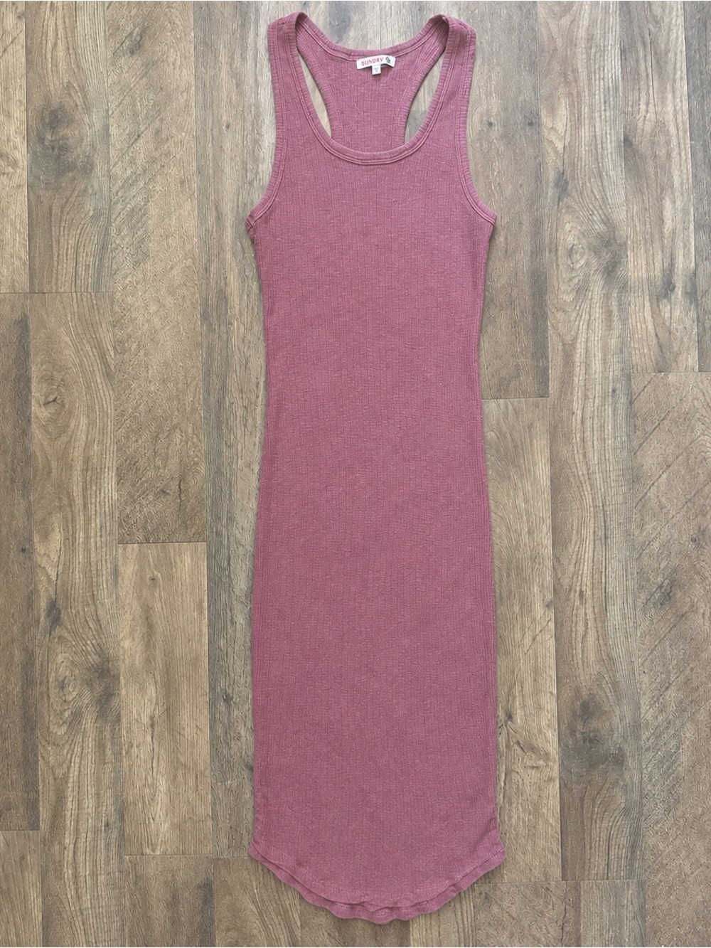 Sundry Ribbed Tank Midi Dress in Dusty Rose